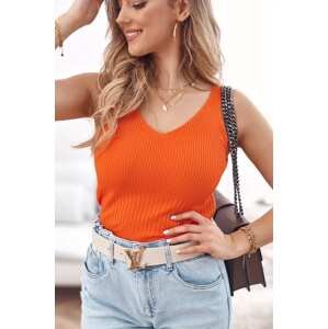 Fitted orange ribbed top