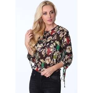 Black blouse with thin flowers