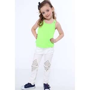 Girls' T-shirt with double straps, fluo green