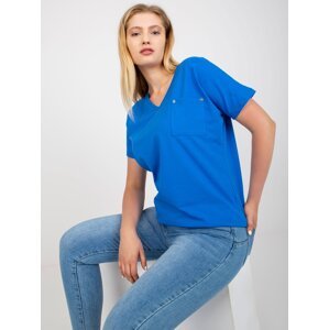Dark blue women's V-shirt with V-neck