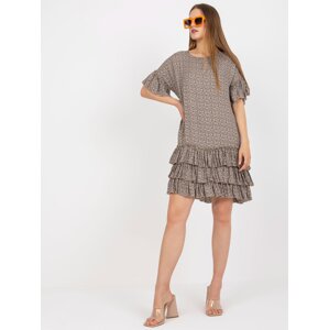 Beige minidress with frills and short sleeves ZULUNA