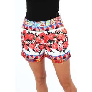 Women's shorts with floral cream patterns