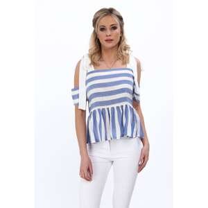 Blue blouse with exposed shoulders for everyday wear