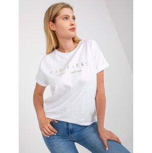 White cotton T-shirt of larger size with short sleeves