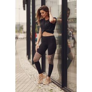 Black leggings with leopard insets