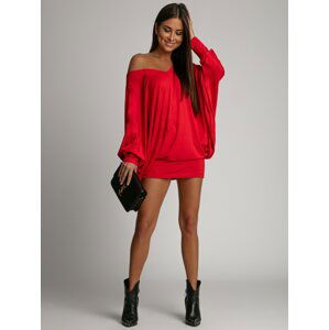 Fashion basic red bat dress