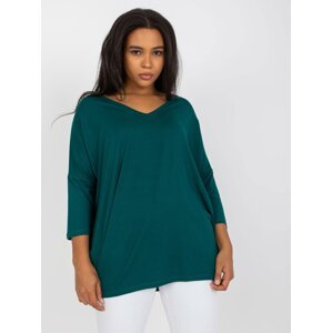 Dark green smooth viscose blouse of larger size