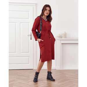 Plus Size dress with burgundy waist tie