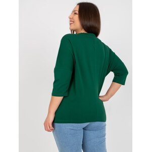 Dark green plus-size blouse for everyday wear with 3/4 sleeves