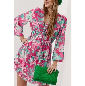 Airy, pink and green chiffon dress