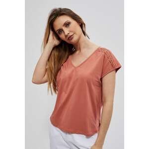 Blouse with openwork decoration - coral