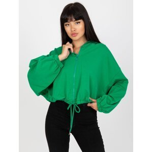 Basic green zippered sweatshirt with hood RUE PARIS