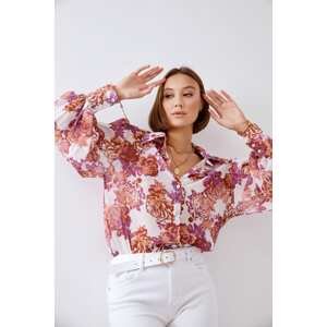 Airy, white, patterned women's shirt