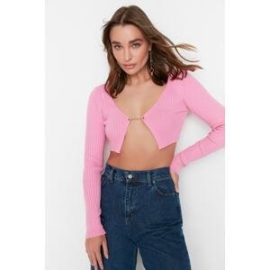 Trendyol Pink Crop Sweater Cardigan