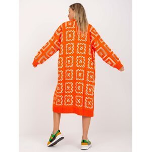 Orange loose cardigan with RUE PARIS patterns