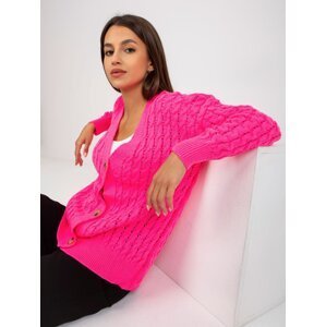 Fluo pink openwork cardigan with buttons RUE PARIS