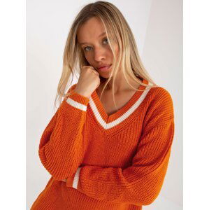 Dark orange loose knitted dress from RUE PARIS