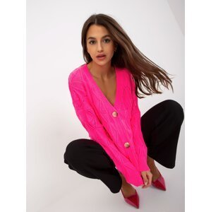 Fluo pink openwork cardigan with buttons RUE PARIS