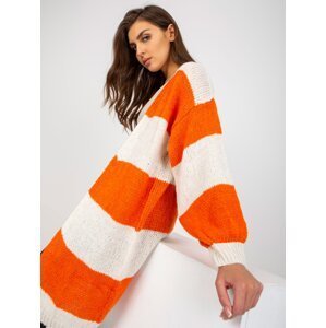 Ecru-orange loose knitted cardigan OCH BELLA