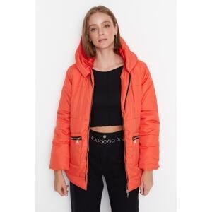 Trendyol oranžový oversize kabát s kapucňou