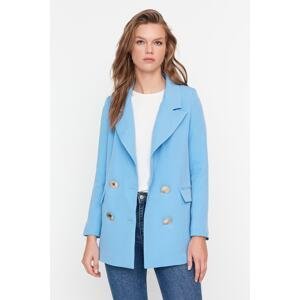 Trendyol Blue Woven Lined Double Breasted Closeup Blazer Jacket