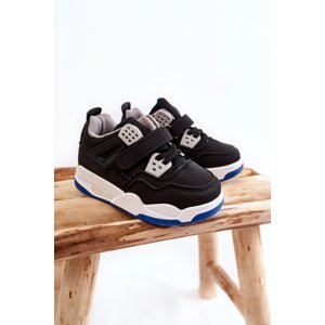 Kids Leather Sports Shoes Black and Dark Blue Marisa