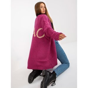 Fuchsia cardigan with OH BELLA inscription on the back