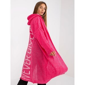 Fluo pink loose cardigan with OH BELLA inscription on the back