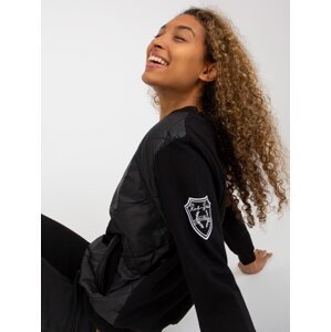 Black quilted bomber sweatshirt with pockets by RUE PARIS