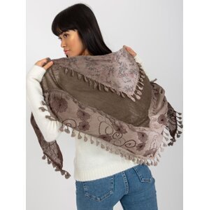 Brown and beige scarf with decorative finish