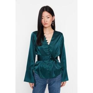 Trendyol Emerald Green Collar Detailed Blouse