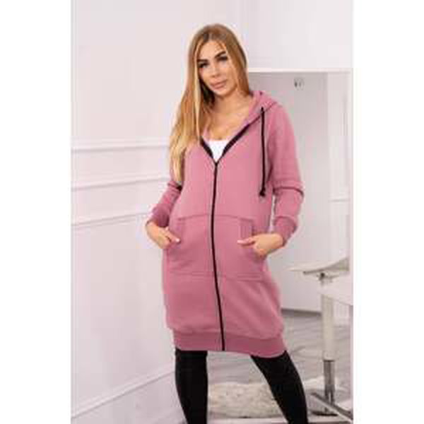 Long insulated hoodie dark pink