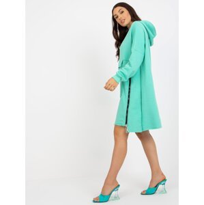 Mint long oversize sweatshirt with zippers and pocket