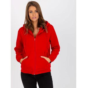 RUE PARIS red basic zippered hoodie