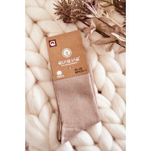 Women's Socks with Shiny Thread Beige