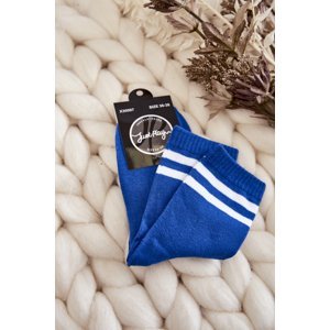 Women's cotton sports socks with stripes Blue