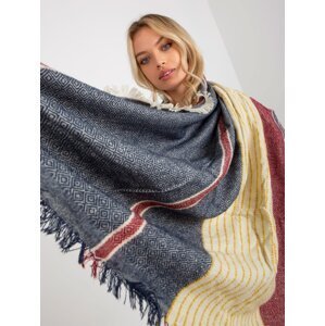 Navy and red patterned winter scarf with wool