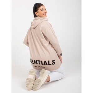Larger size beige sweatshirt with pockets