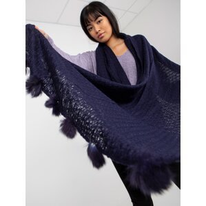 Lady's dark blue scarf with lace pattern
