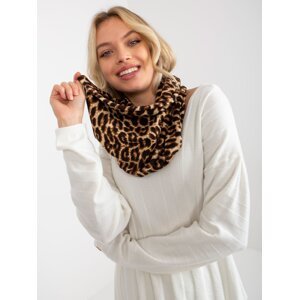 Dark beige women's scarf with animal pattern