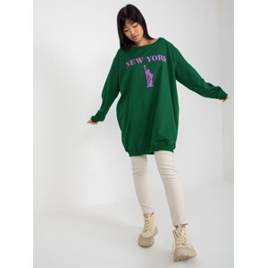 Dark green and purple long oversize sweatshirt
