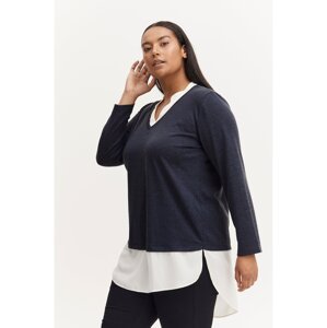 Tmavomodrý dámsky sveter s košeľovou vložkou Fransa - Women