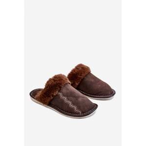 Men's warm slippers with fur Aron brown
