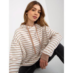 Camel and white loose striped hoodie
