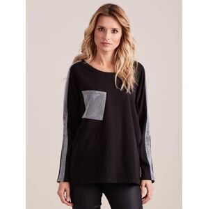 Black oversize blouse with silver inserts