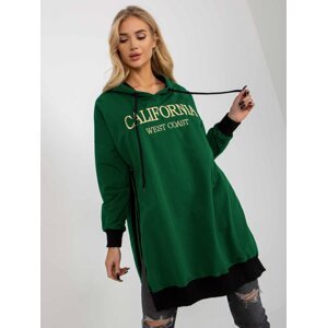 Dark green long sweatshirt with slits