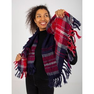 Lady's dark blue checkered winter scarf