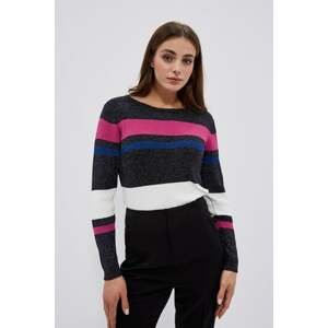 Striped sweater with metallic thread
