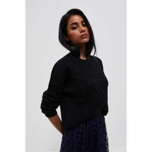 Sweater with decorative knitting - black
