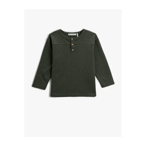 Koton Long Sleeves Crew Neck T-shirt with Button Detail Seer.